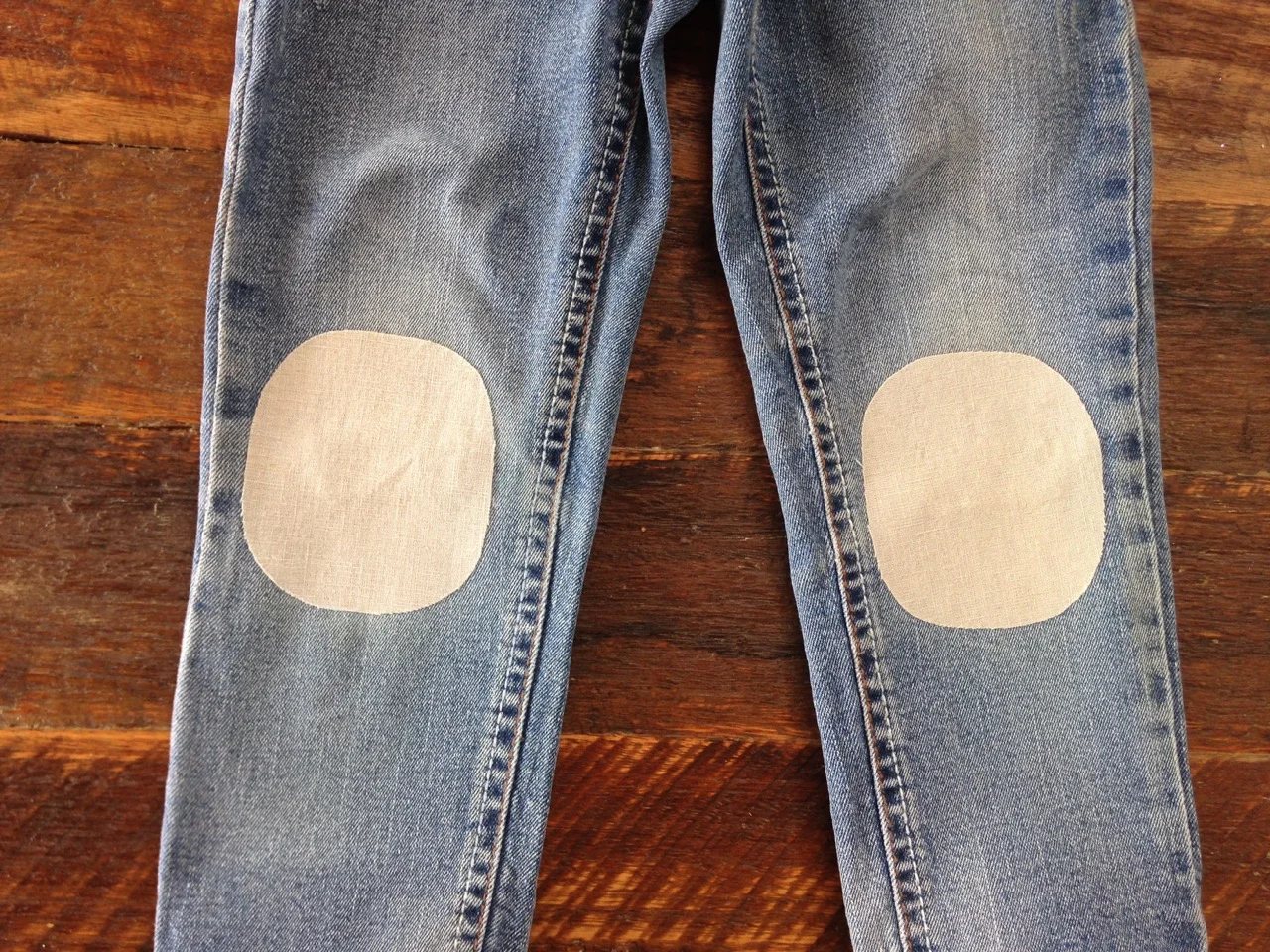 Jeans with store knee patches